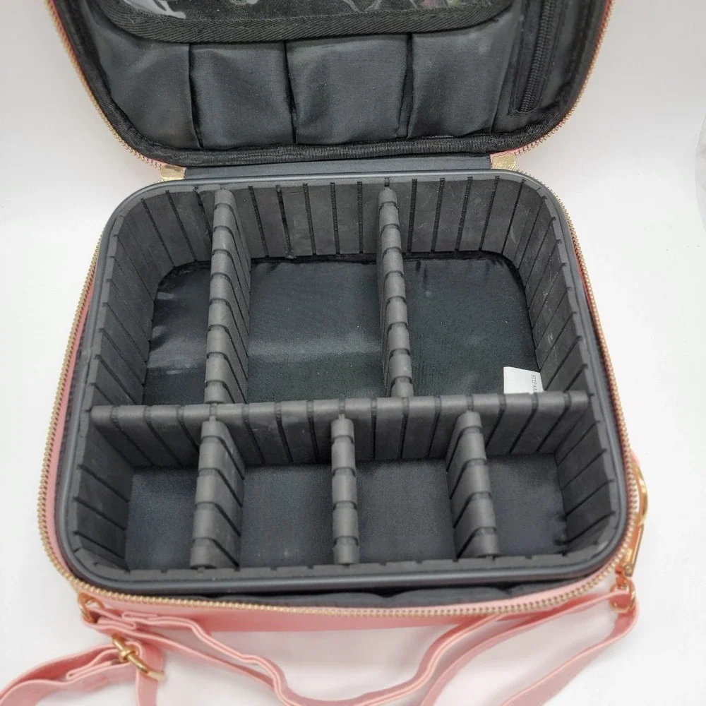 Pink Lacattura Toiletry Bag Travel Makeup Large Cosmetic Adjustable Compartments